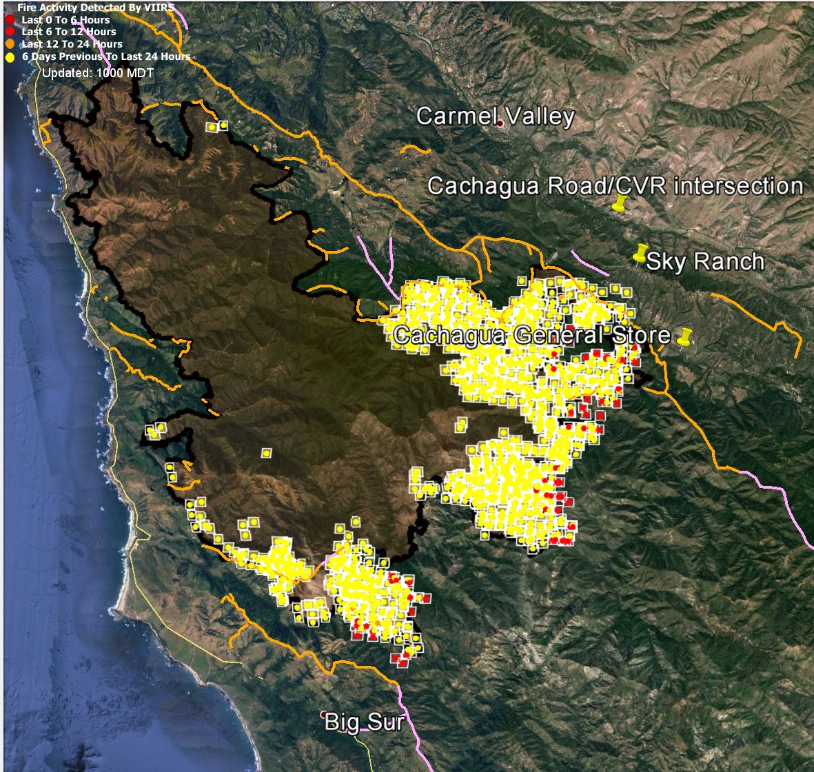 Soberanes Fire Aerial, Viirs, & Modis Data — 0600 8 6